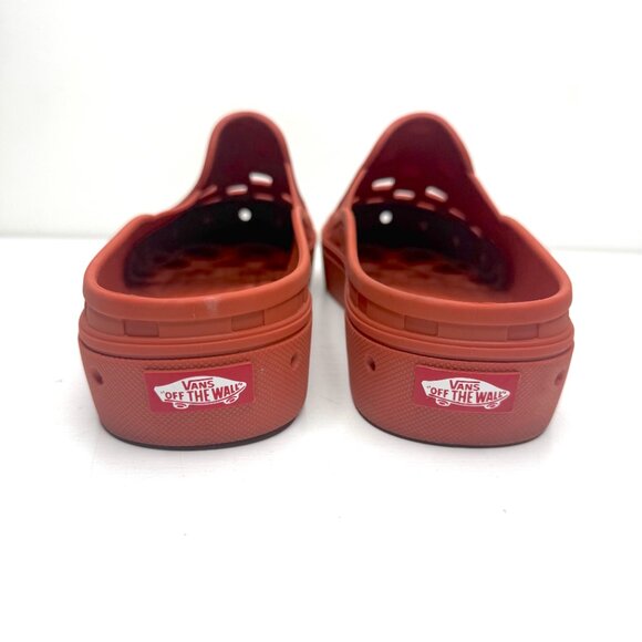 VANS Slip On Mule TRK Checkboard Print Casual Boat Shoes Sandals Mens 11 Orange - Picture 3 of 8